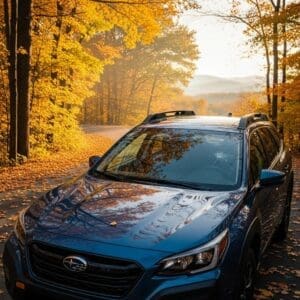Car with a clear windshield in a seasonal setting highlighting the importance of windshield care